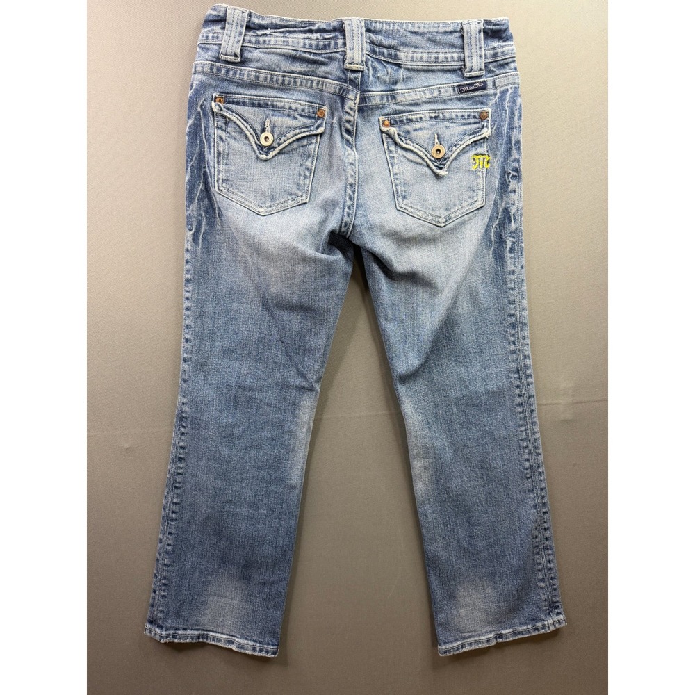 Miss Me Bootcut Jeans Womens Medium Wash Flap Pocket Distressed 28x27